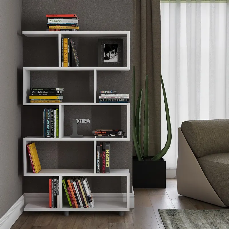 Biblioteca Grindstone cu 6 Rafturi, Alb, 90 x 156 x 20 cm - Alb