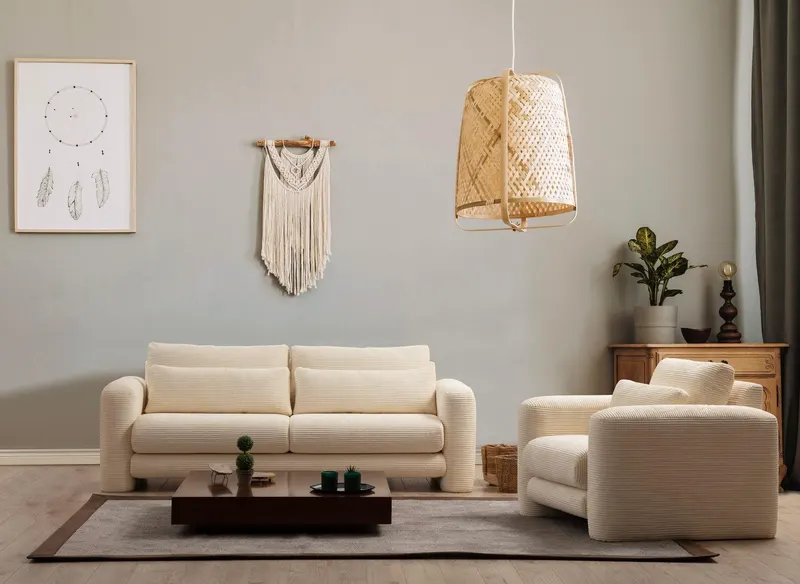 Canapea Lux 3 locuri Lily, 215 x 73 x 97 cm - Bej
