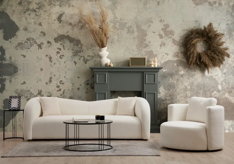 Canapea Fix 3 locuri Asoste, Crem, 225 x 75 x 76 cm - Crem