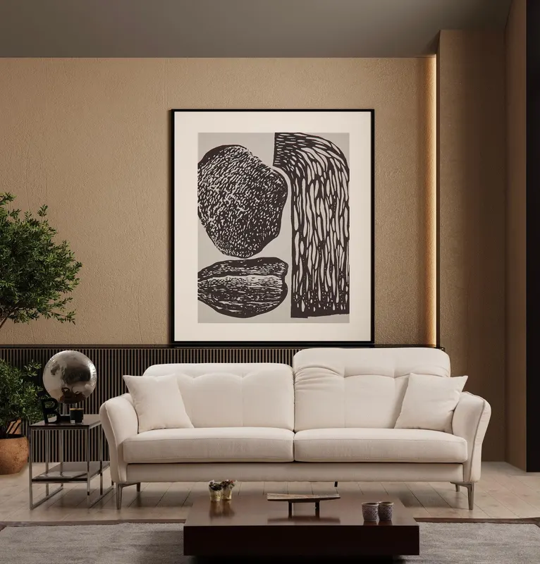 Canapea Fixa 3 locuri Costor, Alb, 230 x 96 x 100 cm - Alb