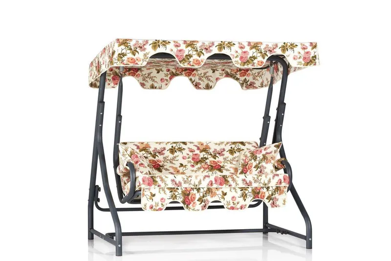 Balansoar de gradina cu 2 locuri Morus, Verde/Alb/Bej/Albastru , 170 x 165 x 110 - Bej