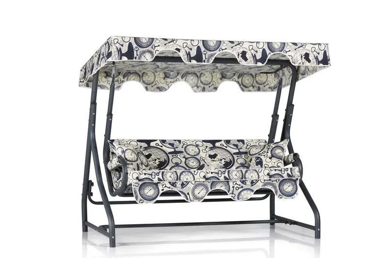 Balansoar de gradina cu 3 locuri Craiova, Negru, 160x110x50 cm - Negru