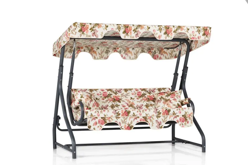 Balansoar de gradina cu 3 locuri Pitesti, Bej - Roz, 50x110x160 cm - Bej