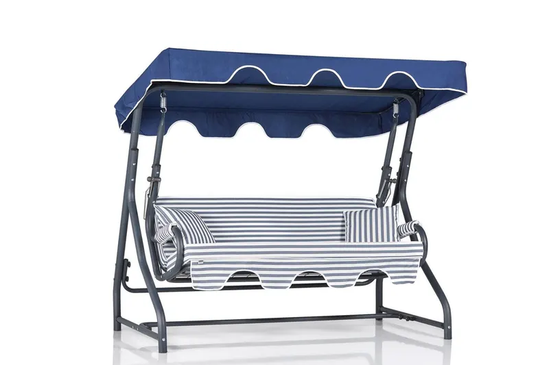 Balansoar de gradina extensibila cu 3 locuri Ilfov, Albastru, 160x110x50 cm - Albastru