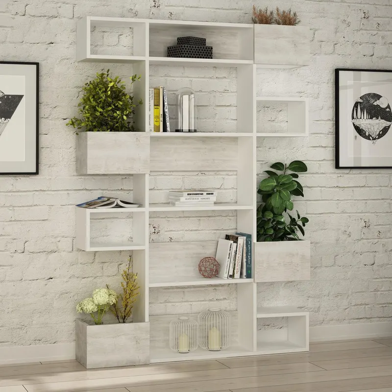 Biblioteca Mete Gunes 5 Rafturi, 120x27x171 cm - Alb