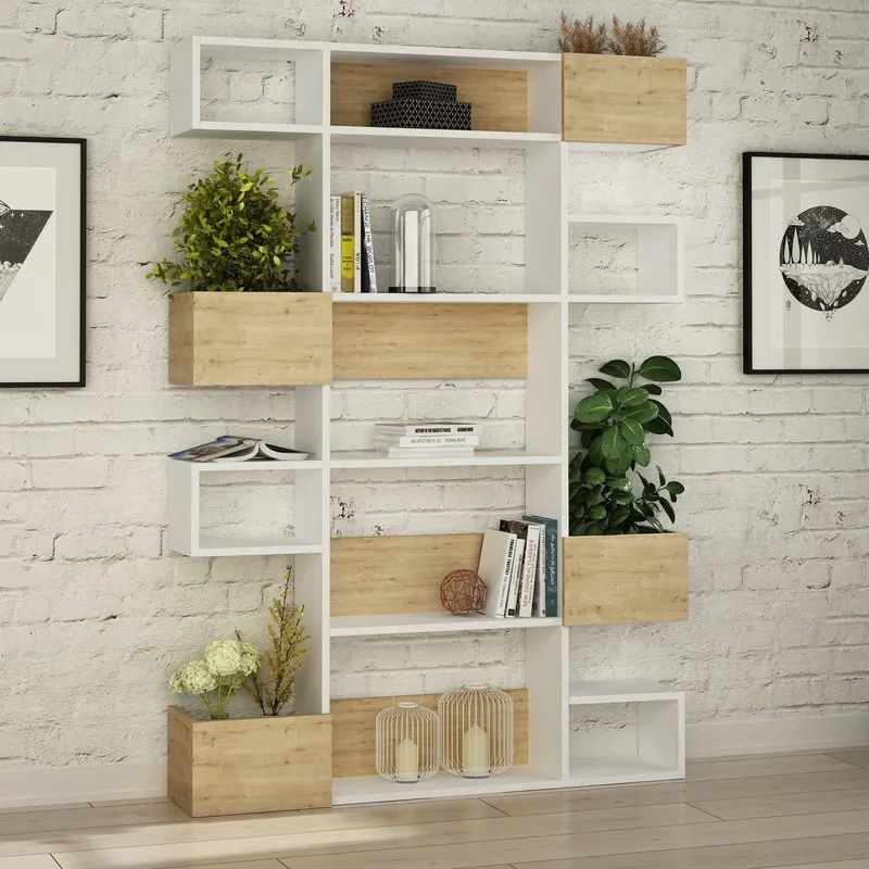 Biblioteca Mete Gunes 5 Rafturi, 120x27x171 cm - Stejar