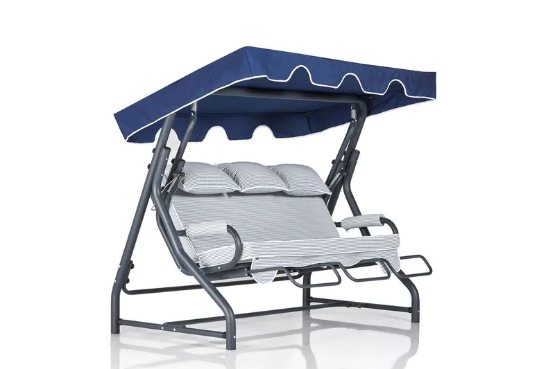 Balansoar de gradina albastru din metal Vitis 3 – Floriane Garden, 160x110x50 cm - Albastru