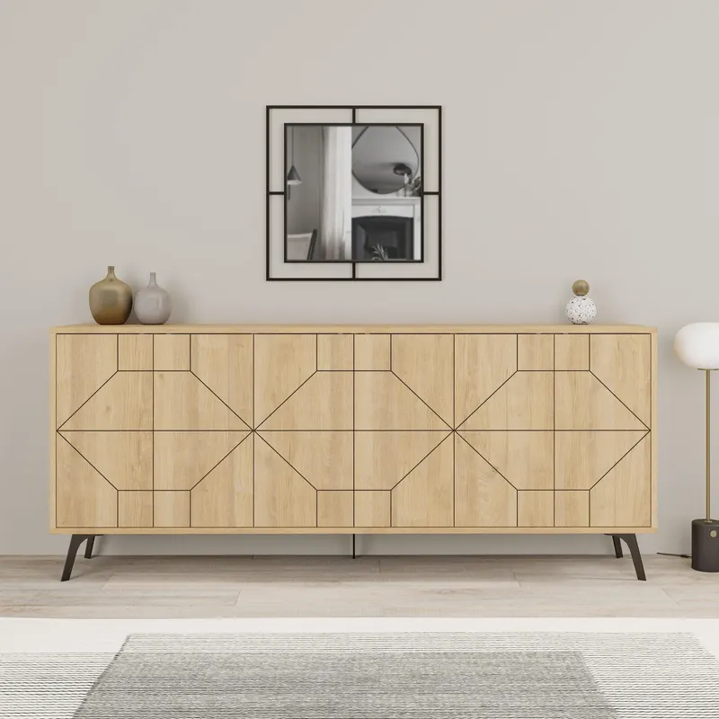 Consola Dune Living cu 6 Usi 184 x 78 x 35 cm - Stejar