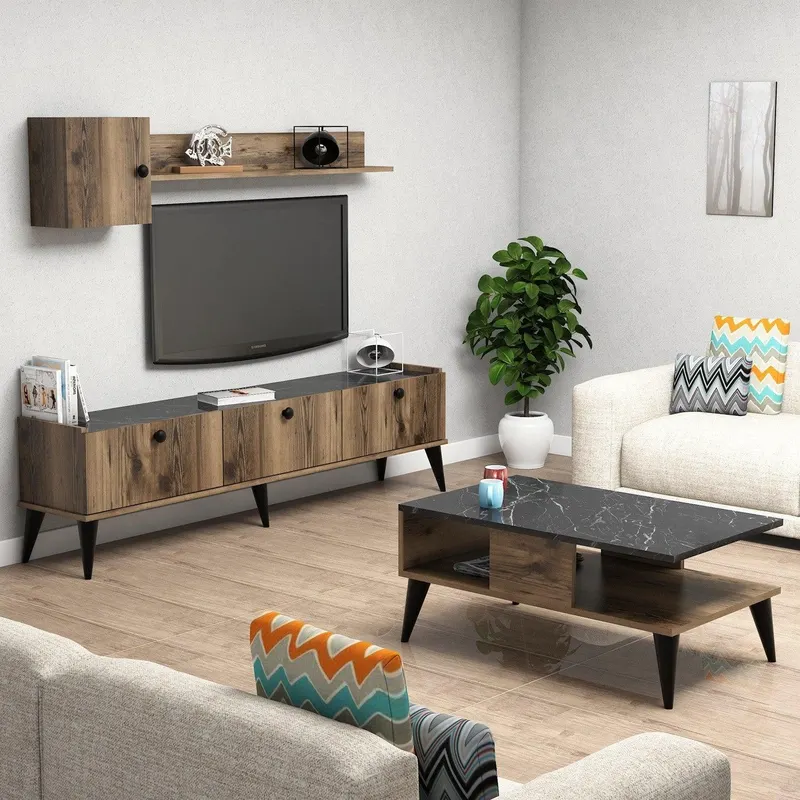 Set Mobila Sufragerie qew, Nuc, 180x49x35 cm - Nuc