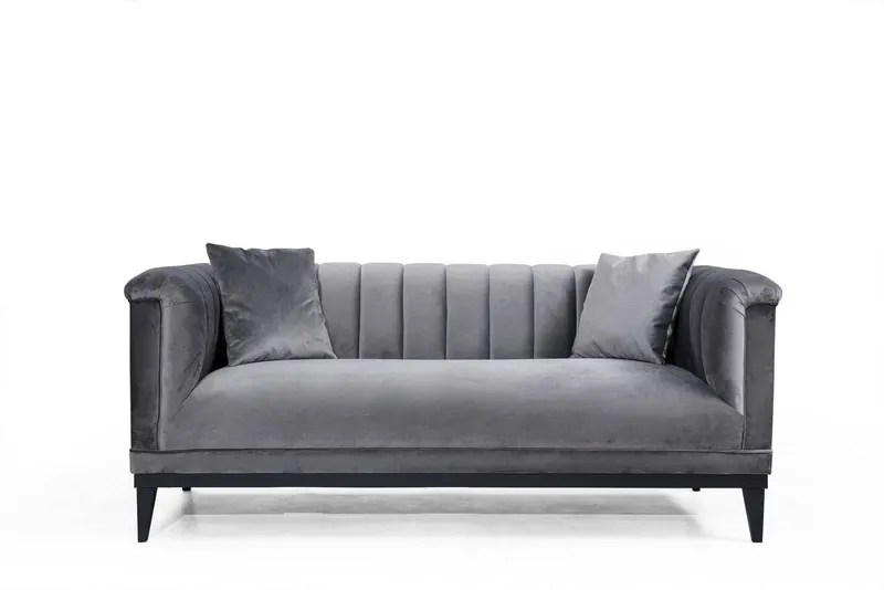 Canapea Fixa cu 2 Locuri Trendy, Gri Inchis, 190 x 89 x 79 cm - Gri