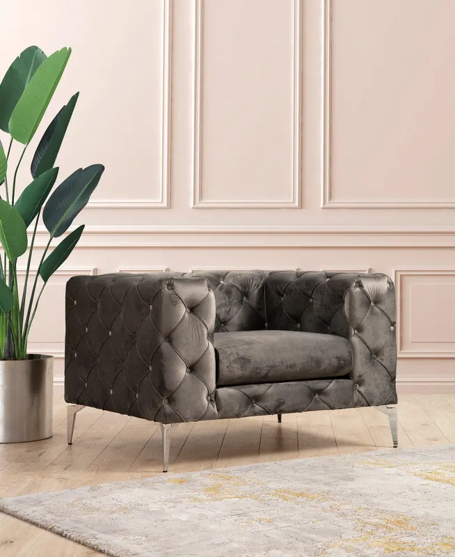 Fotoliu Chesterfield, 90x70x108 cm - Gri