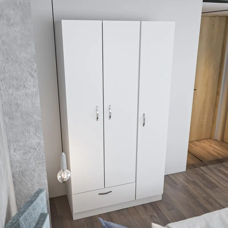 Dulap de Haine Gabi cu 3 usi si umeras, Alb, 90 x 170 x 40 cm - Alb