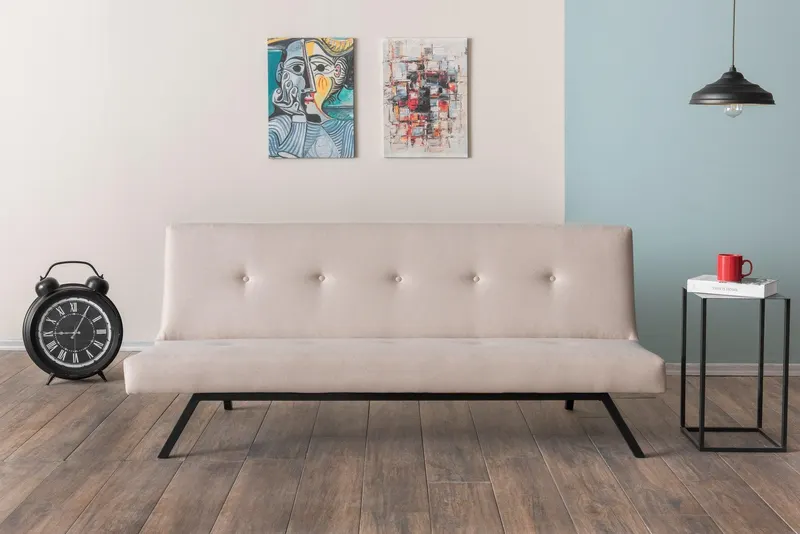 Canapea extensibilă 3 locuri Zola, Diverse culori, 180x78x55 cm - Crem