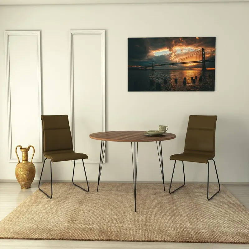 Masa Rotunda Sandalf Table Basic, Alb - Nuc - Negru, 90 x 75 x 90 cm - Maro
