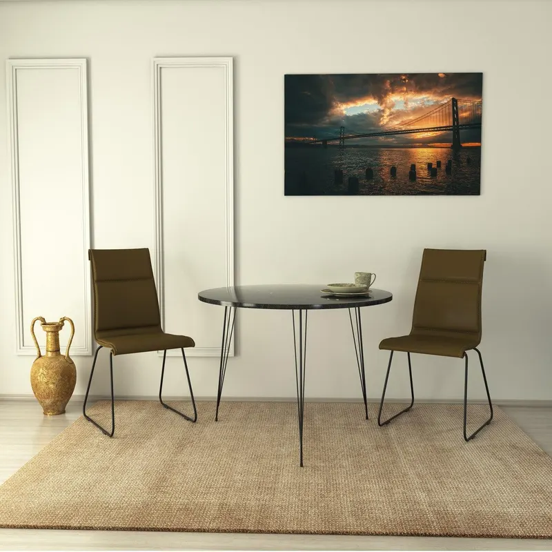 Masa Rotunda Sandalf Table Basic, Alb - Nuc - Negru, 90 x 75 x 90 cm - Negru