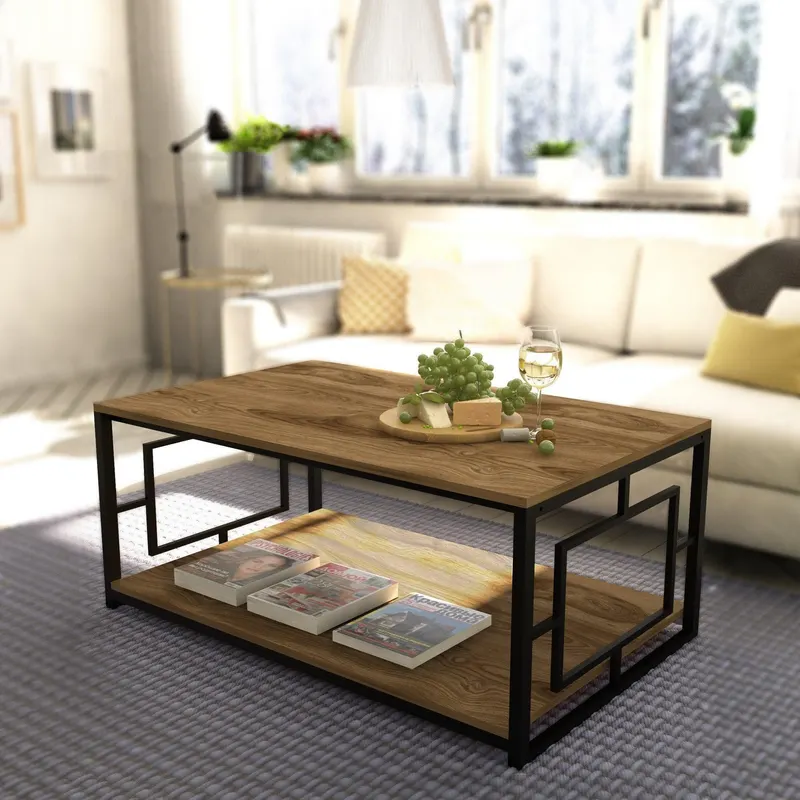 Masuta de cafea Kelvin - Black, Nuc, 120x50x60 cm - Nuc