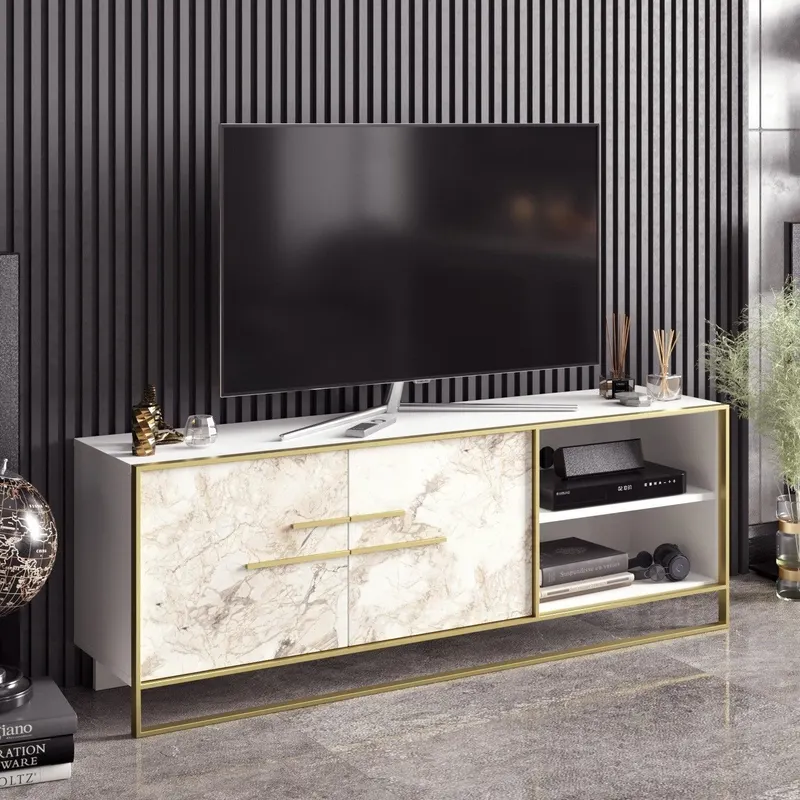 Comoda TV Vidcolla, Aur, 160x57x39 cm - Auriu