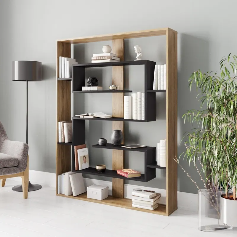 Biblioteca Esteban, Negru, 120x156x22 cm - Negru