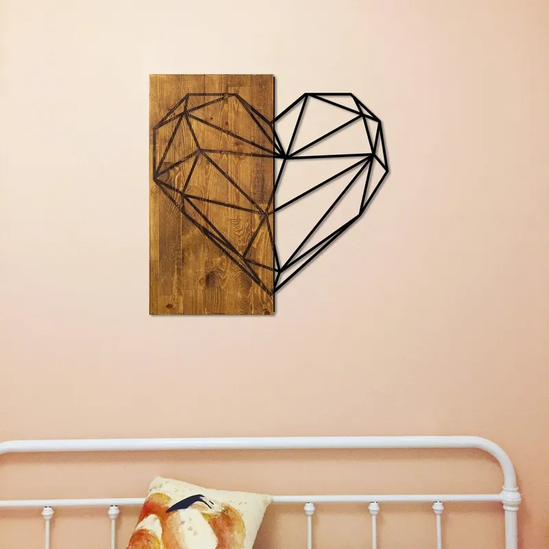 Decoratiune de perete lemn Skyler, Nuc, 58x3x58 cm - Nuc