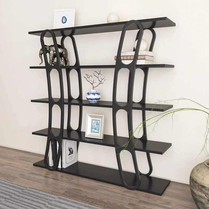 Biblioteca Dara Dessign 3D cu 5 Rafturi, 120 X 120 X 25 Cm - Negru