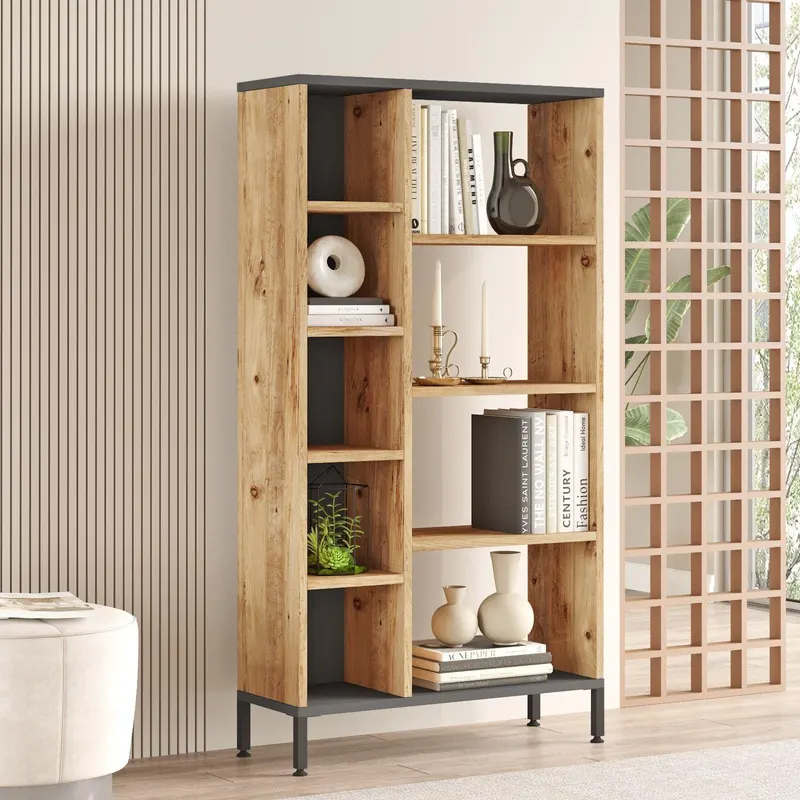 Biblioteca Silahtar cu 9 rafturi, 72 x 134 x 26 cm - Stejar
