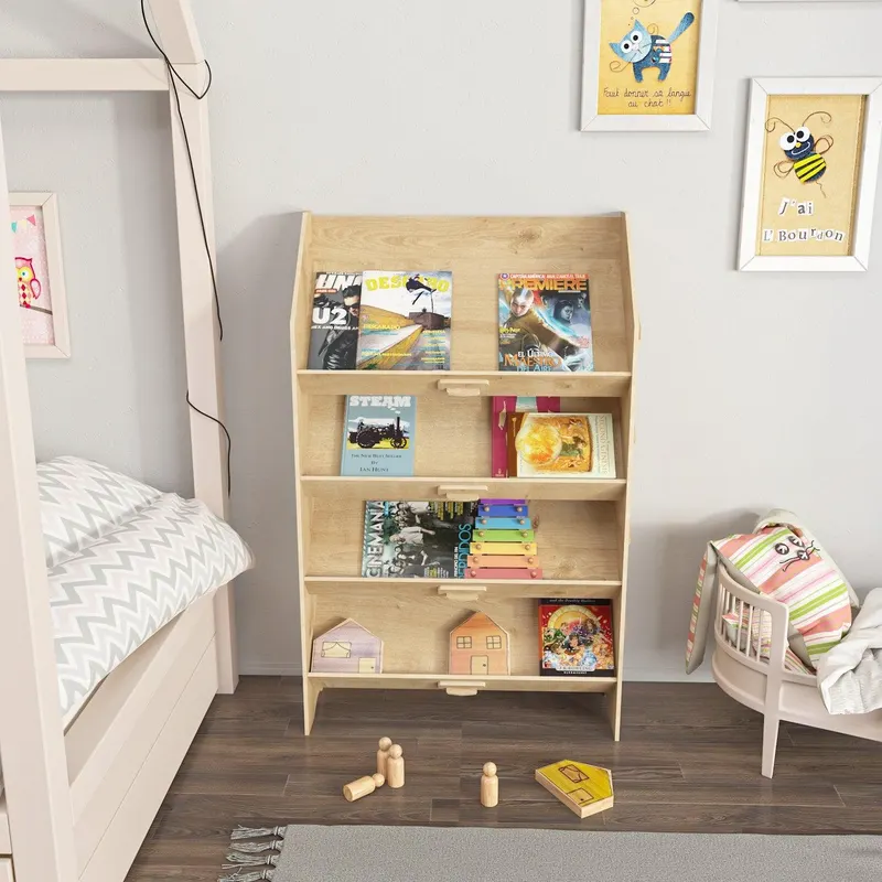 Biblioteca Copii Saro cu 4 Rafturi, Stejar, 61 X 100 X 28 Cm - Stejar