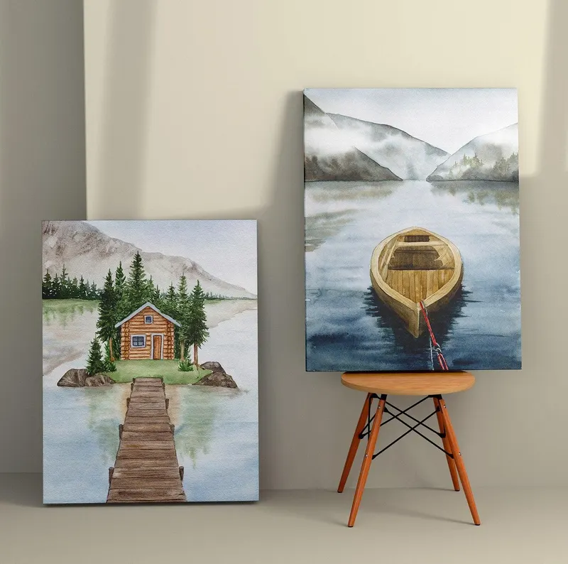 Tablou Canvas (2 bucăți) Minimal 2, Multicolor, 110x70 cm - Multicolor