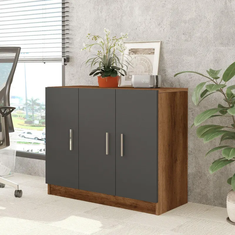 Dulap Multifunctional Varion cu 3 usi, Nuc - Stejar, 90 x 39 x 74 cm - Nuc