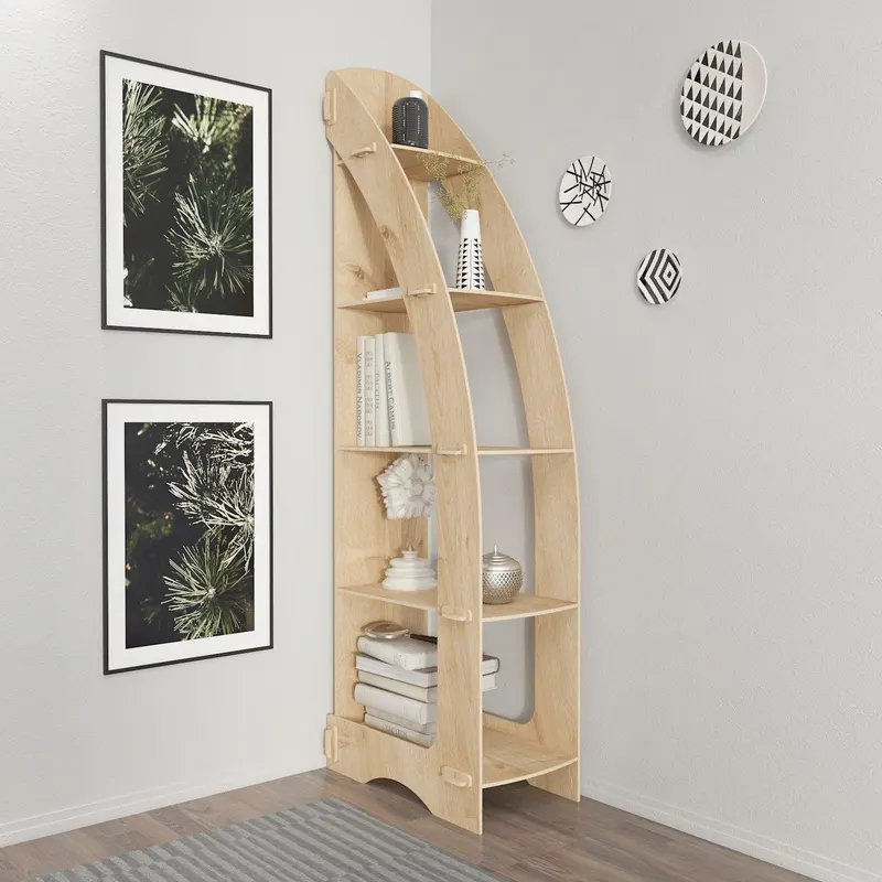 Biblioteca Colt Asro cu 5 Rafturi, Stejar, 58 X 180 X 32 Cm - Stejar