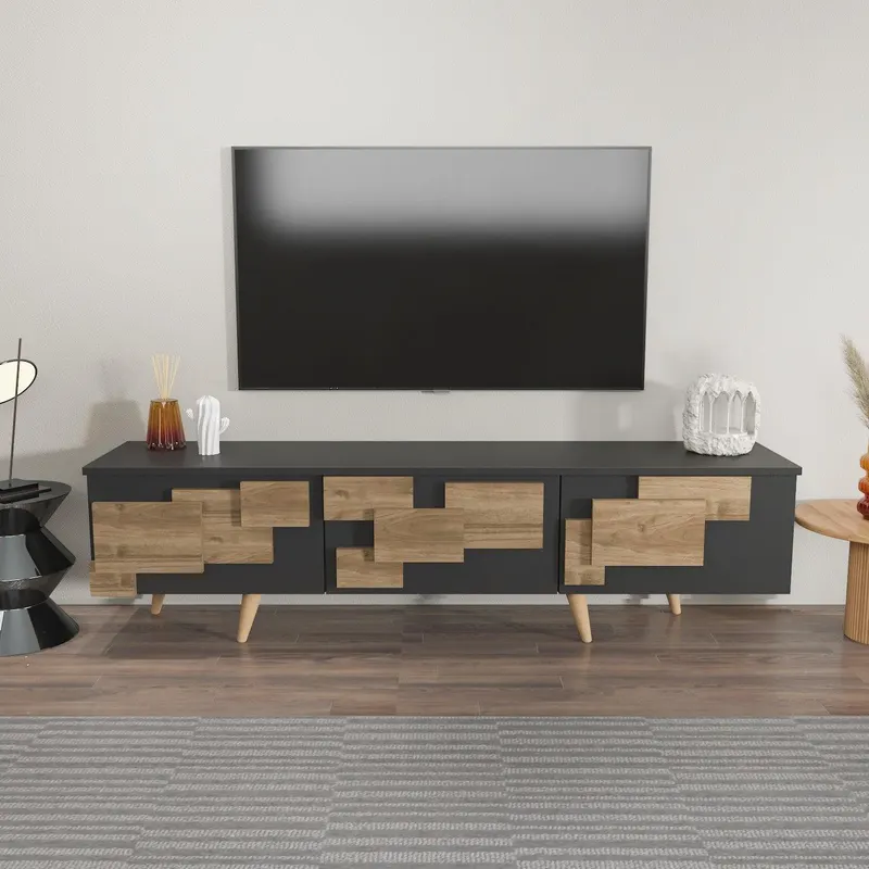 Comoda Tv Uc Boyut 3d Design cu 3 Compartimente, 160 X 45 X 35 Cm - arsiv6