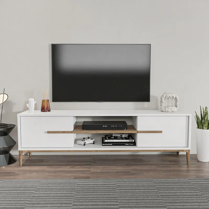 Comoda Tv Eslem cu 2 Raft si 2 Usi, 120 X 43 X 30 Cm - arsiv6