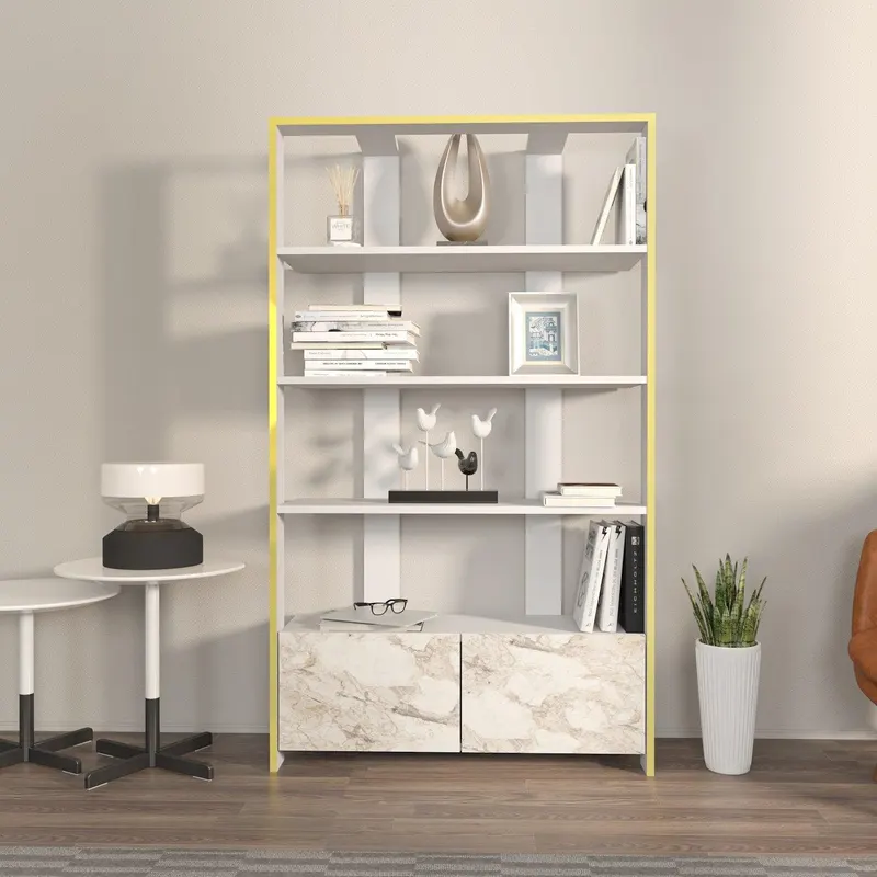 Biblioteca Elly cu 2 Usi si 5 Rafturi,  93 X 160 X 32 Cm - Alb