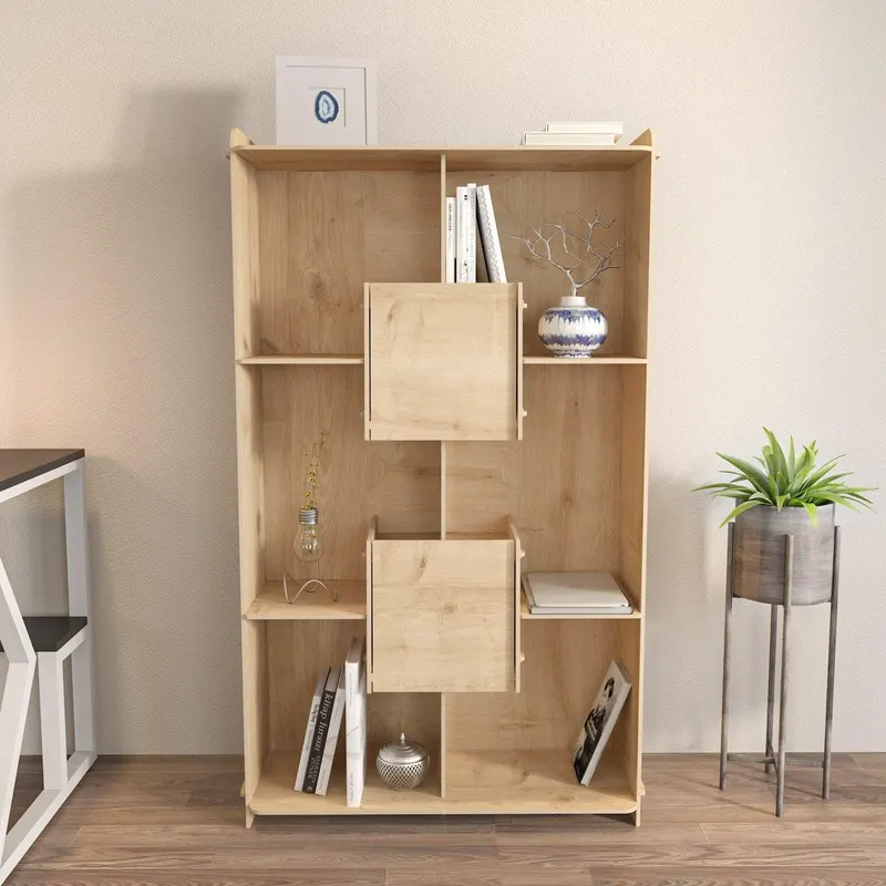 Biblioteca Anap cu 6 Rafturi si 2 Compartimente, Stejar, 83 X 138 X 27 cm - Stejar