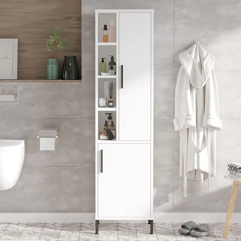 Dulap Baie Somany cu 2 usi si 6 rafturi, 45 x 174 x 36 cm - Alb