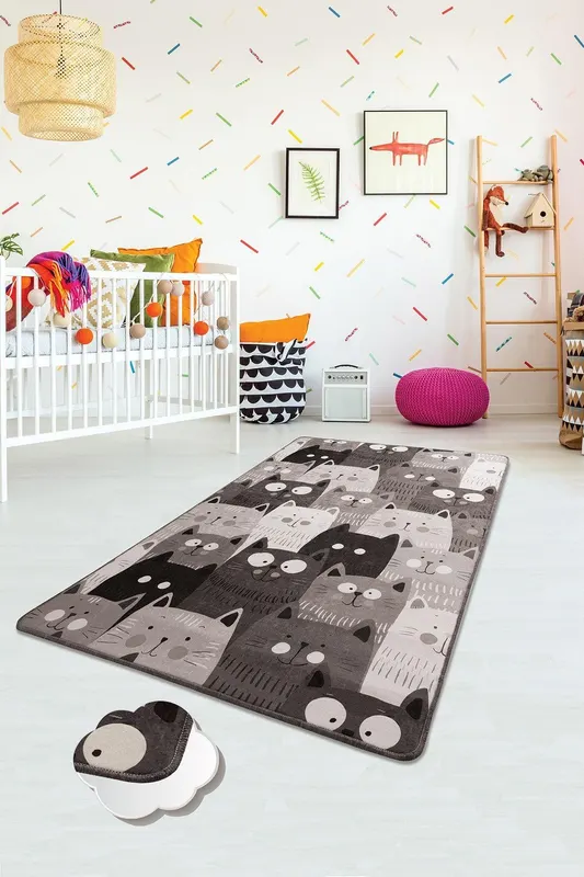 Covor de Copii Pisici Cool (diverse dimensiuni) - Multicolor / Gri