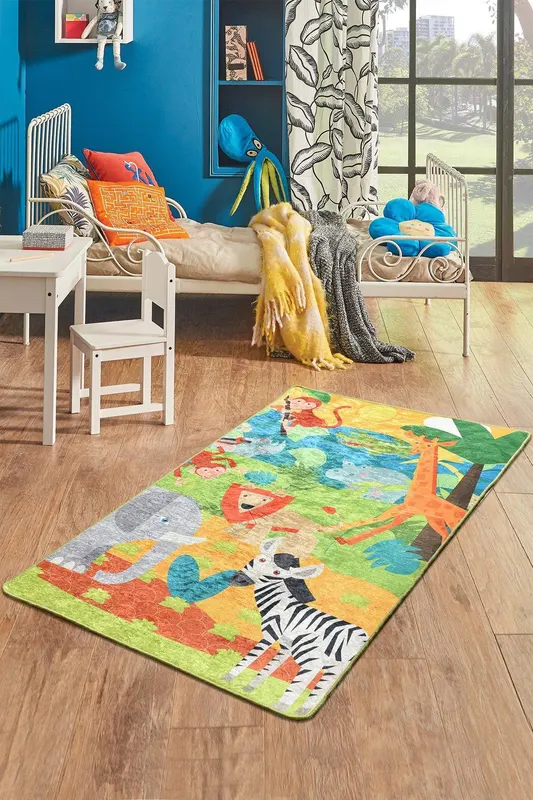 Covor de Copii Safari, Multicolor, 100x160 cm - Multicolor / 100 x 160