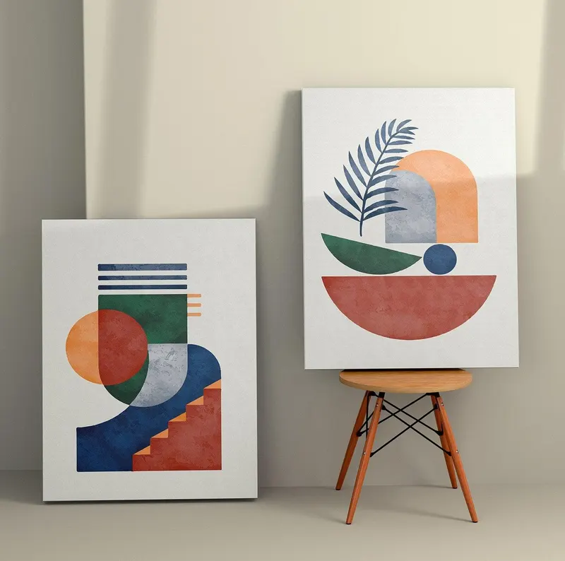 Tablou Canvas (2 bucăți) Vintage 8, Multicolor, 110x70 cm - Multicolor