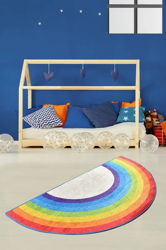 Covor de Copii Curcubeu, Multicolor, 85x160 cm - Multicolor / 85 x 160
