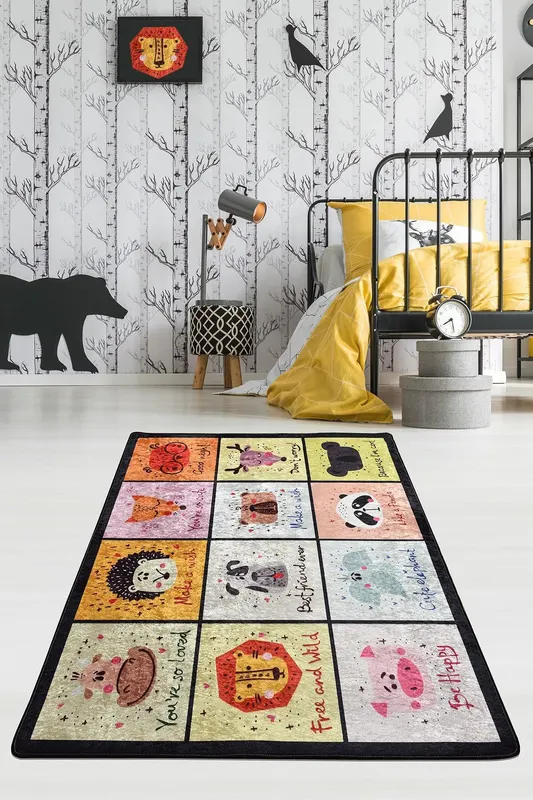 Covor de Copii Wild Animals, Multicolor, 100x160 cm - Multicolor / 100 x 160