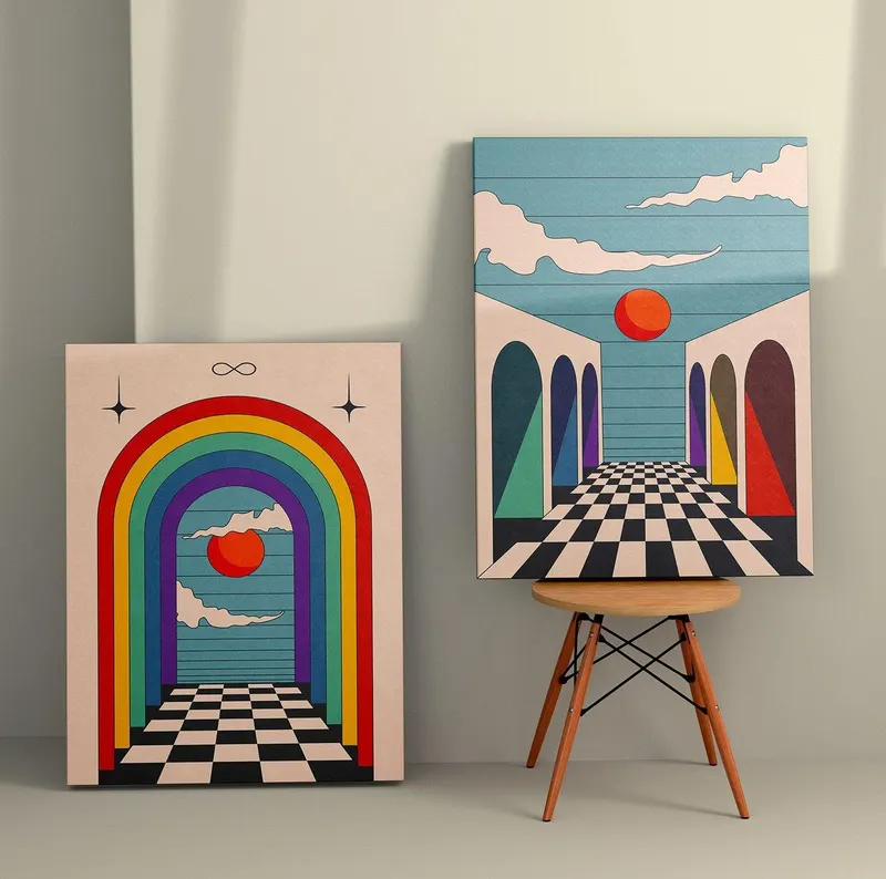 Tablou Canvas (2 bucăți) 2KNV4287, Multicolor, 110x70 cm - Multicolor