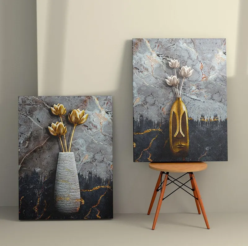 Tablou Canvas (2 bucăți) 2KNV4305, Multicolor, 150x100 cm - Multicolor