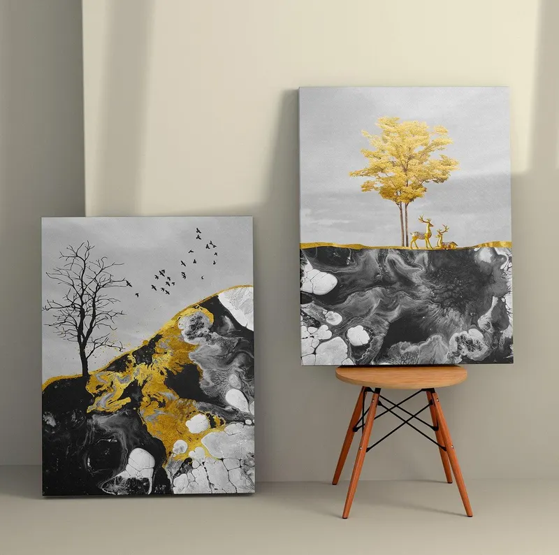 Tablou Canvas (2 bucăți) Vintage 12, Multicolor, 150x100 cm - Multicolor