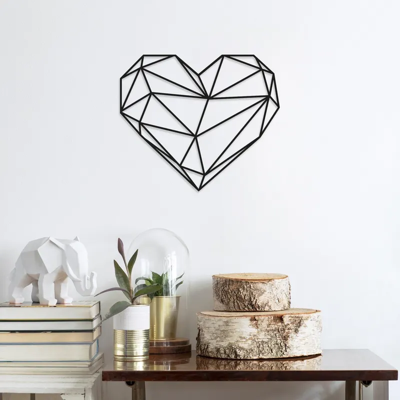 Decoratiune de perete Metal Inima 3D, Negru, 40x0x47 cm - Negru