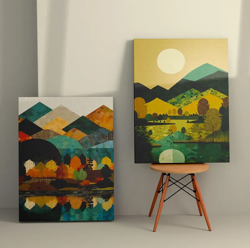 Tablou Canvas (2 bucăți) Vintage 15, Multicolor, 150x100 cm - Multicolor