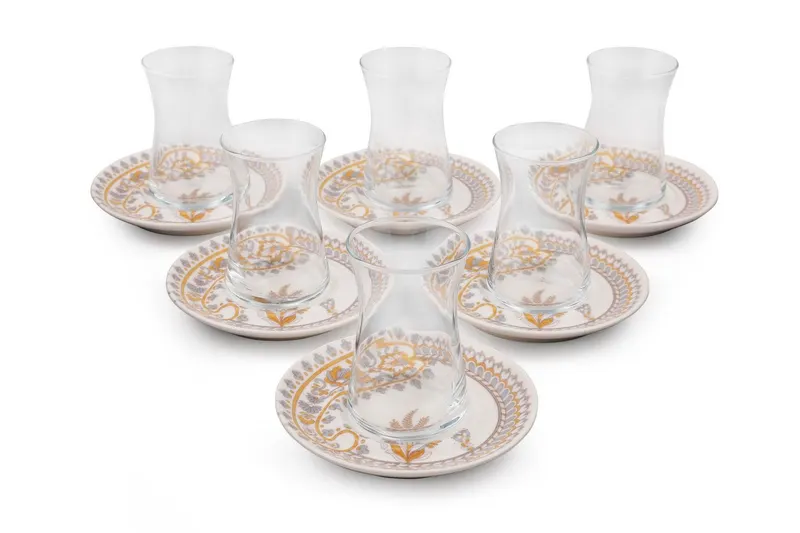 Set de cani de ceai, Crem, 13x13x2 cm - Crem