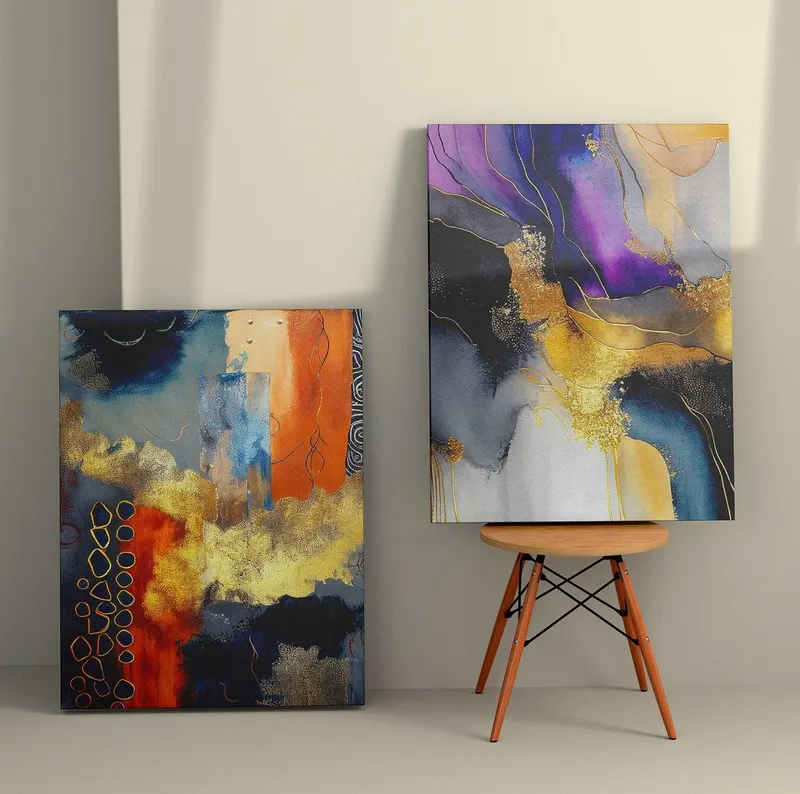 Tablou Canvas (2 bucăți) 2KNV4366, Multicolor, 110x70 cm - Multicolor