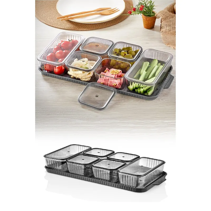Set cutie de depozitare, Gri, 37 x 6 x 19 cm - Gri