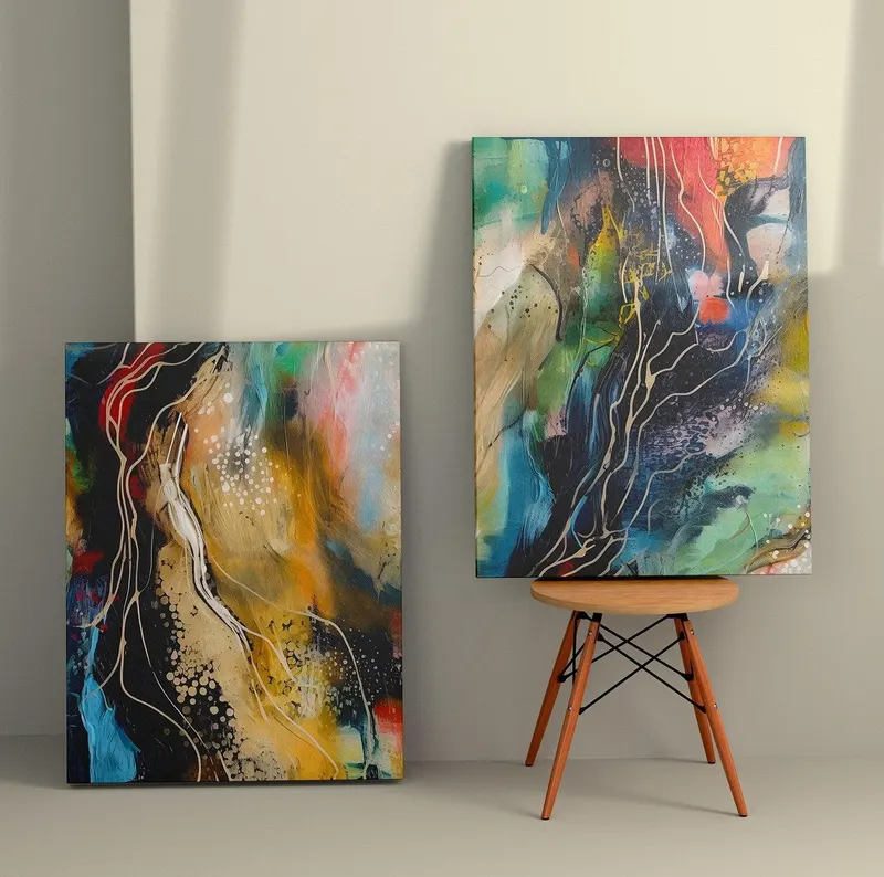 Tablou Canvas (2 bucăți) 2KNV4380, Multicolor, 110x70 cm - Multicolor