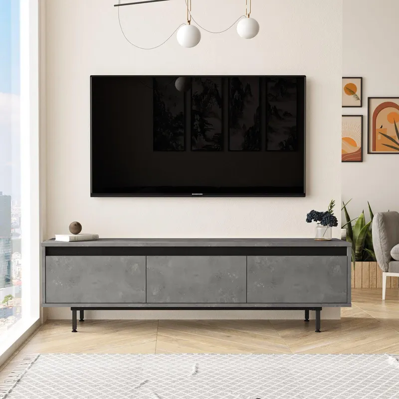 Comoda TV Tvado, 160x46x36 cm - Gri