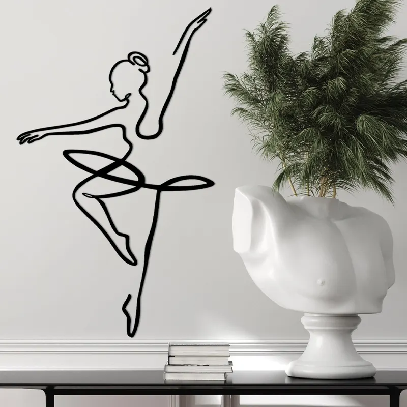 Decoratiune de perete Metal Ballerina 1, Negru, 0x42x70 cm - Negru